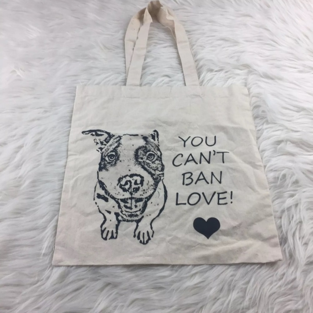 Tote Bag "You Cant Ban Love" Dog‎ Graphic (BL) REUSABLE